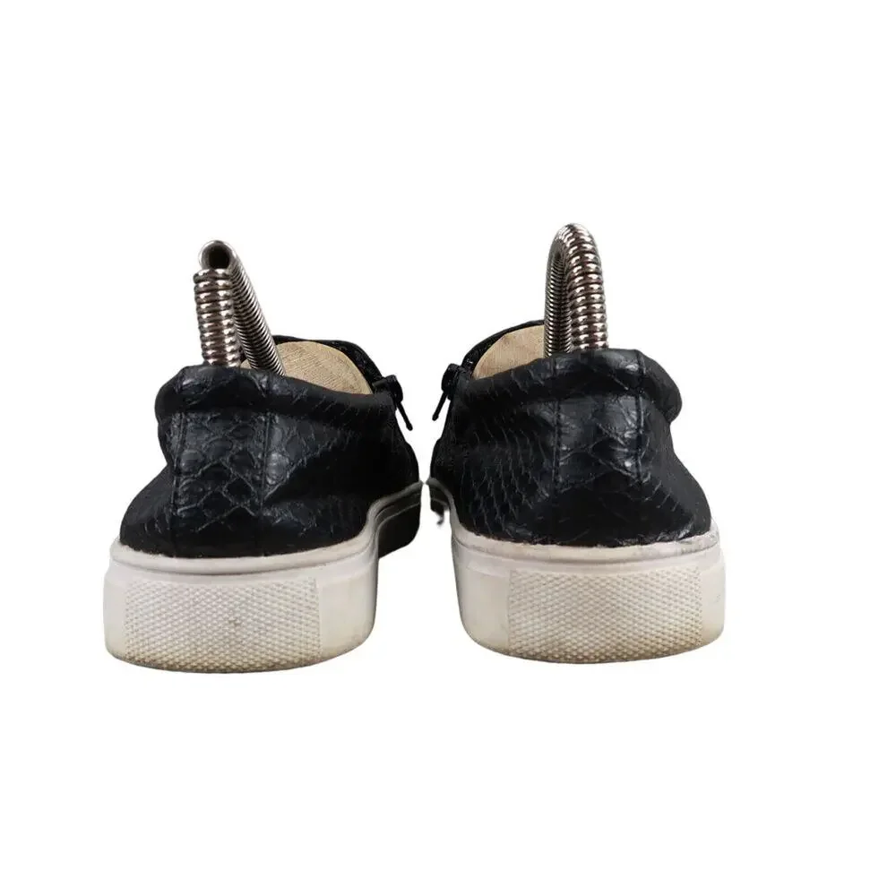 Report Shoes Womens 7 Sneakers Fashion Casual Zip Black Snakeskin Faux Leather